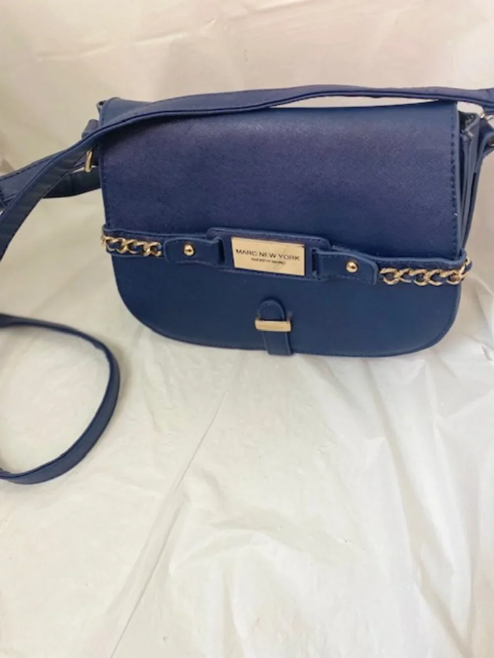 Marc New York Andrew Marc Navy Crossbody Chain Detail Bag/Purse